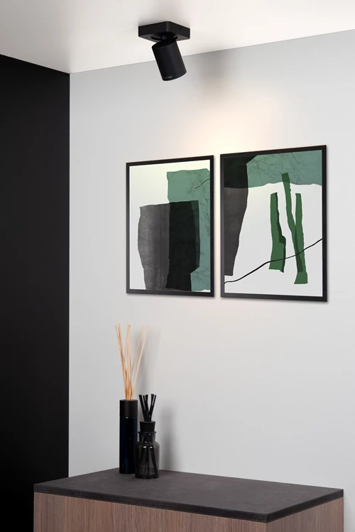 Lucide NIGEL - Deckenstrahler - LED Dim to warm - GU10 - 1x5W 2200K/3000K - Schwarz - Atmosphäre 1